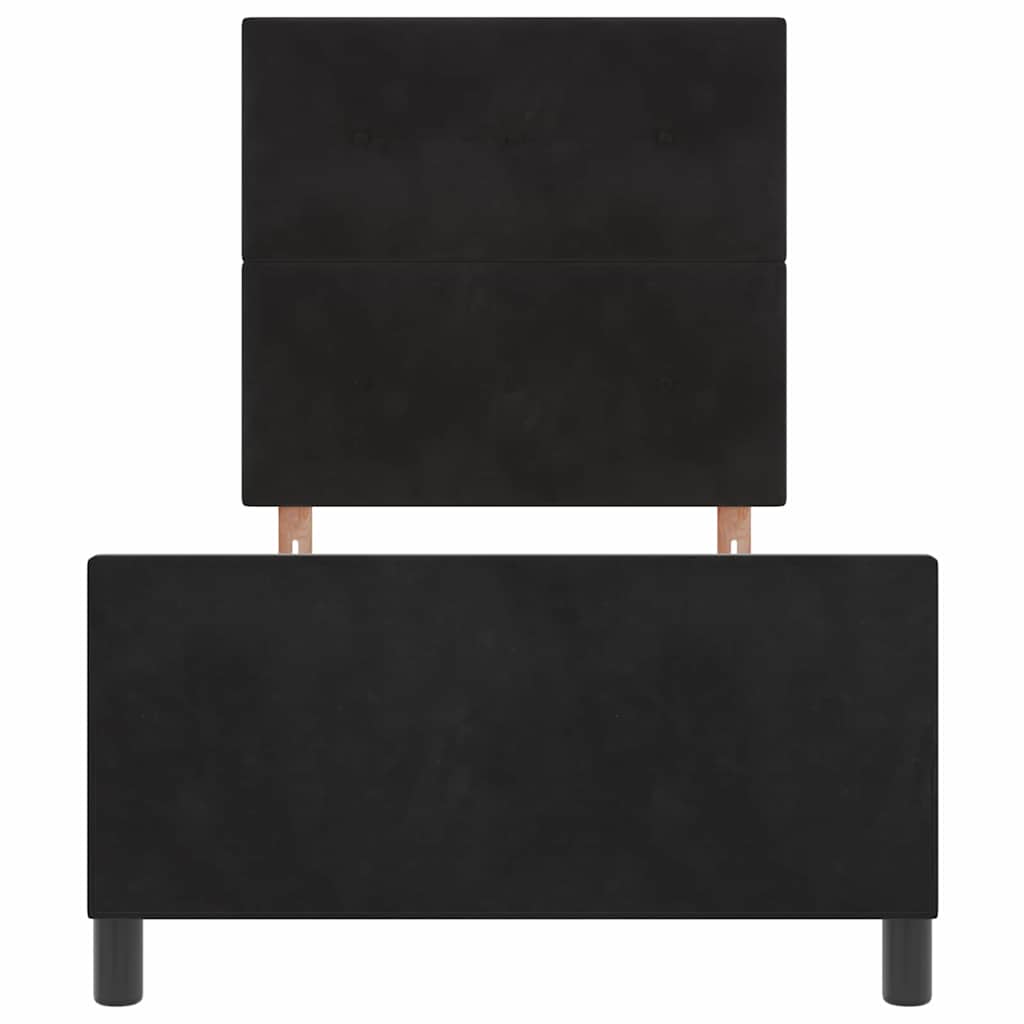 Lit à ressorts avec tête de lit Noir 100 x 200 cm Velours - XIOS