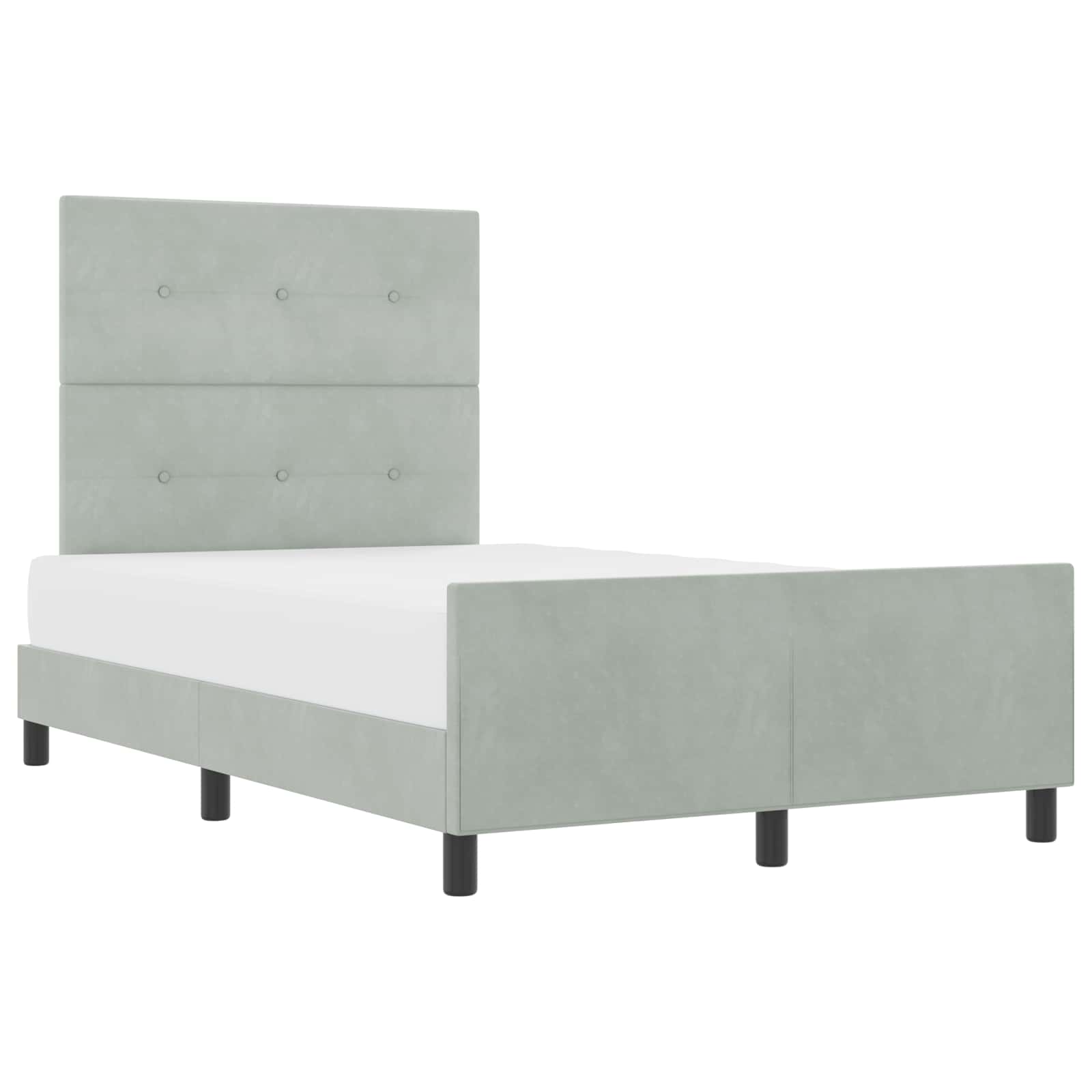 Lit à ressorts avec tête de lit Gris clair 120 x 190 cm Velours - XIOS