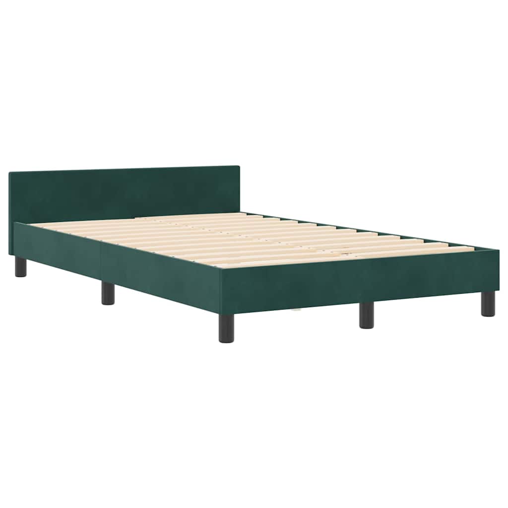 Lit à ressorts avec tête de lit Vert foncé 120 x 190 cm Velours - XIOS