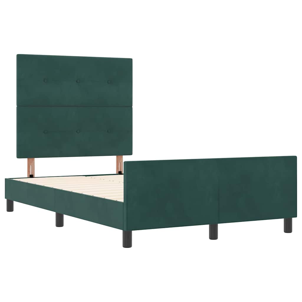 Lit à ressorts avec tête de lit Vert foncé 120 x 190 cm Velours - XIOS