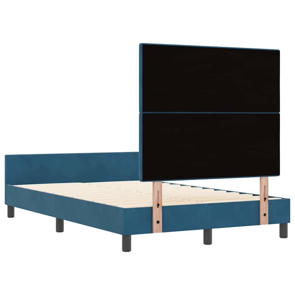 Lit à ressorts avec tête de lit Bleu foncé 120 x 200 cm Velours - XIOS
