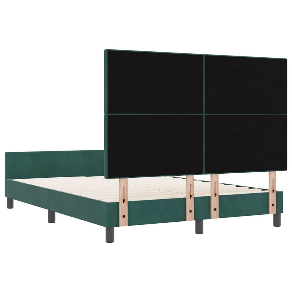 Lit à ressorts avec tête de lit Vert foncé 160 x 200 cm Velours
