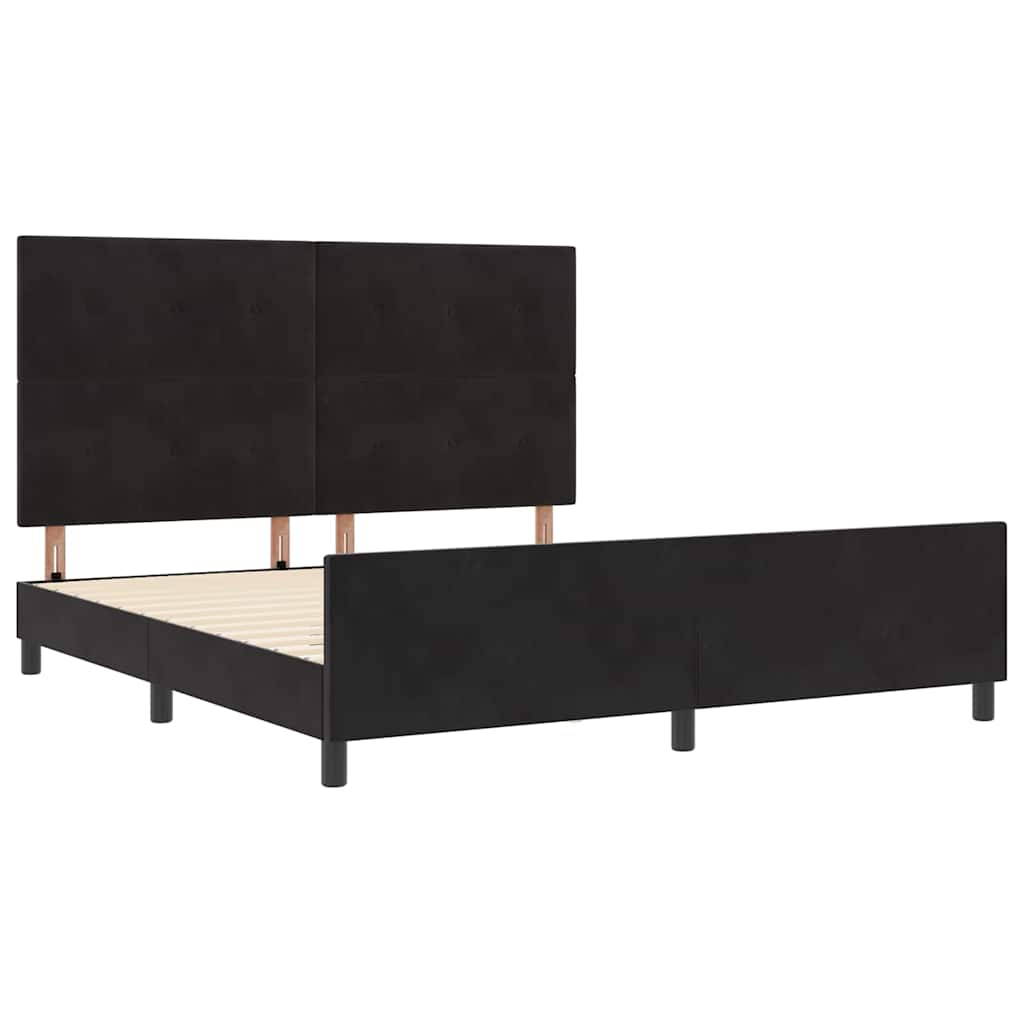 Lit à ressorts avec tête de lit Noir 180 x 200 cm Velours - XIOS