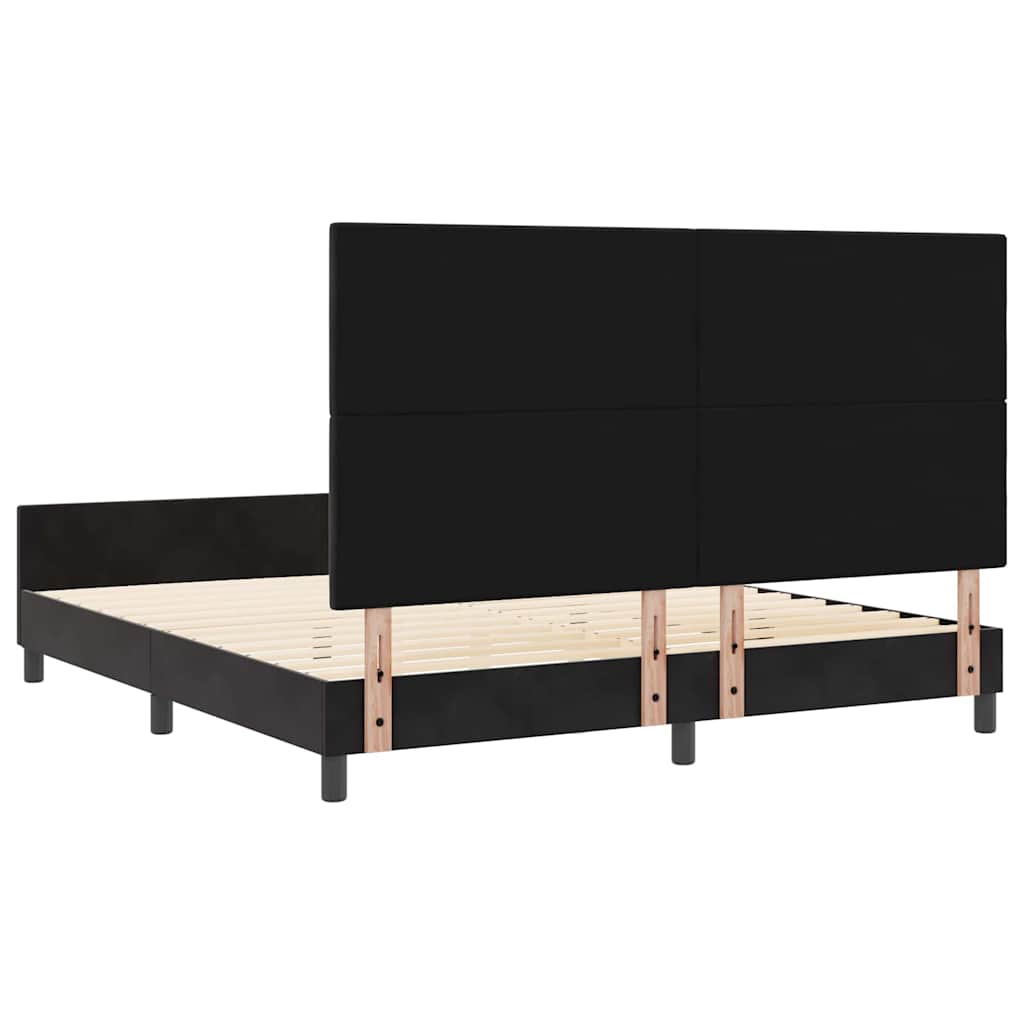Lit à ressorts avec tête de lit Noir 180 x 200 cm Velours - XIOS