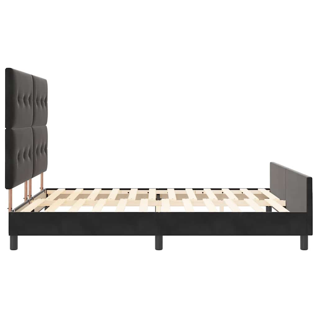 Lit à ressorts avec tête de lit Noir 180 x 200 cm Velours - XIOS