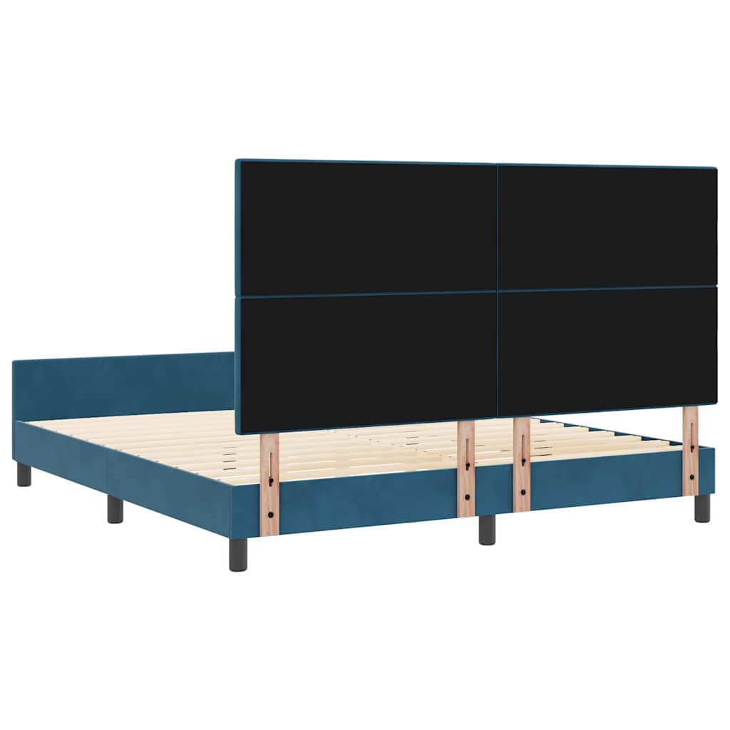 Lit à ressorts avec tête de lit Bleu foncé 180 x 200 cm Velours - XIOS
