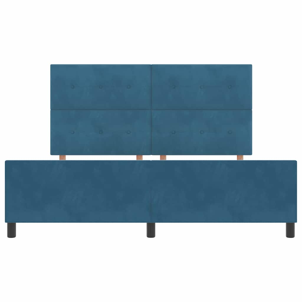 Lit à ressorts avec tête de lit Bleu foncé 180 x 200 cm Velours - XIOS