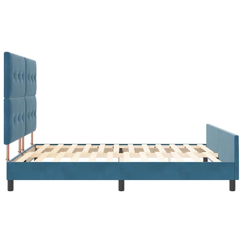 Lit à ressorts avec tête de lit Bleu foncé 180 x 200 cm Velours - XIOS