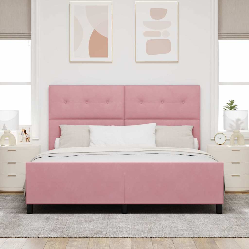 Lit à ressorts avec tête de lit Rose 180 x 200 cm Velours - XIOS