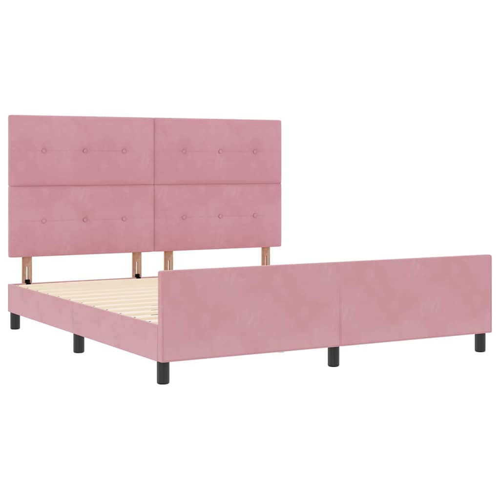 Lit à ressorts avec tête de lit Rose 180 x 200 cm Velours - XIOS