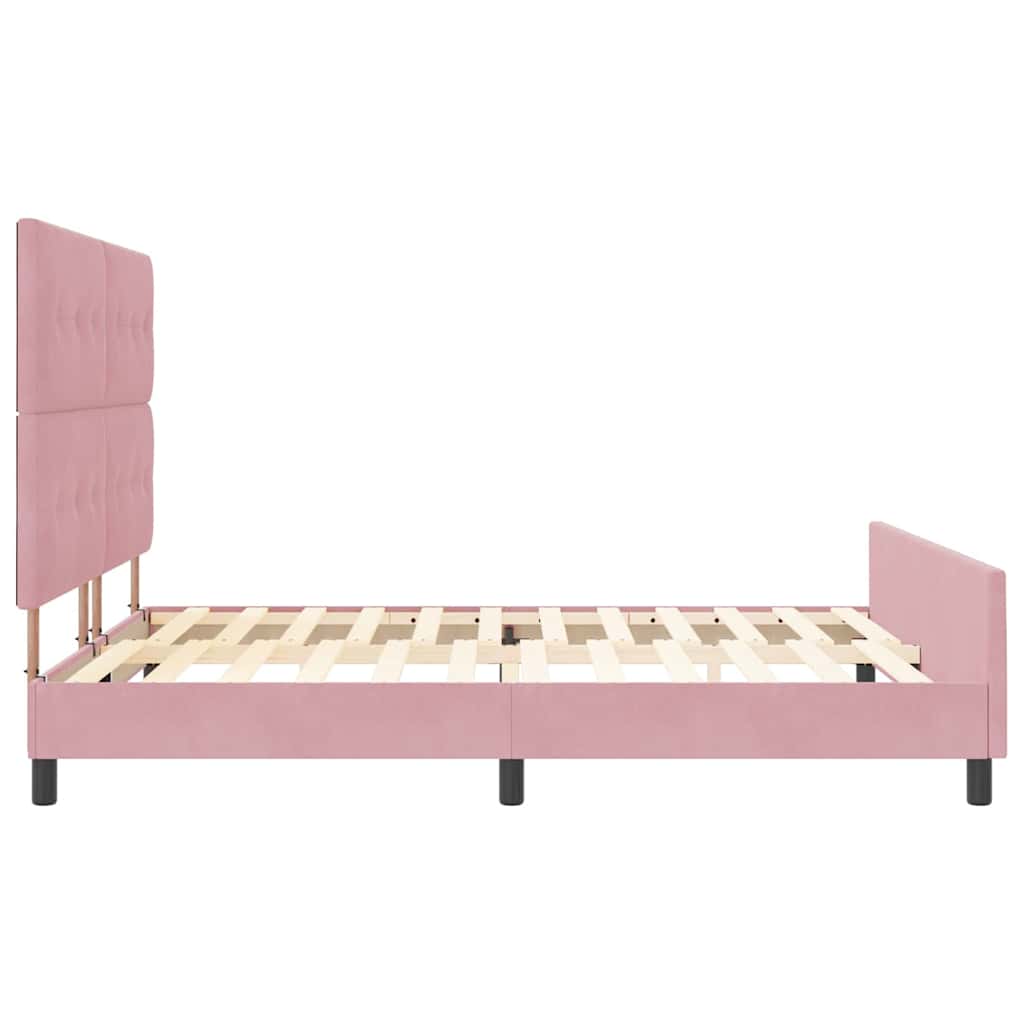 Lit à ressorts avec tête de lit Rose 180 x 200 cm Velours - XIOS