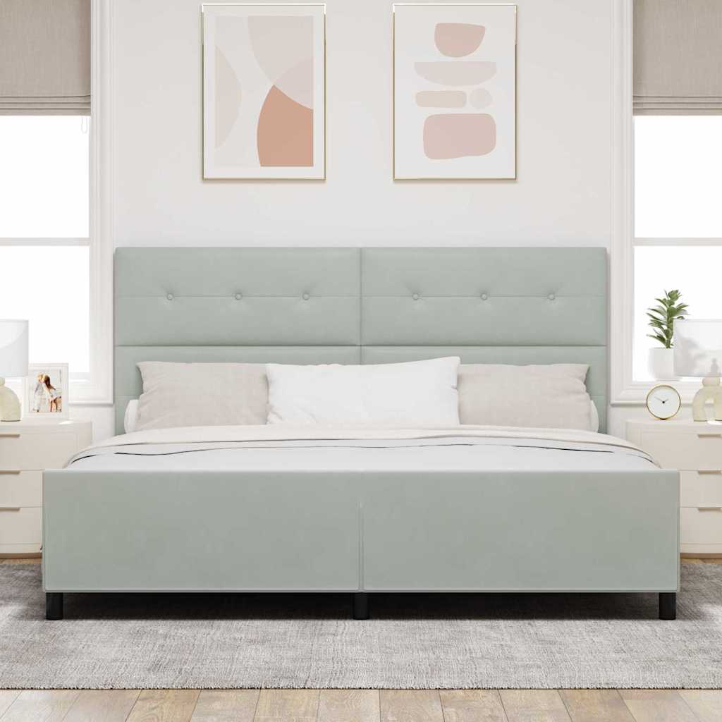 Lit à ressorts avec tête de lit Gris clair 200 x 200 cm Velours - XIOS