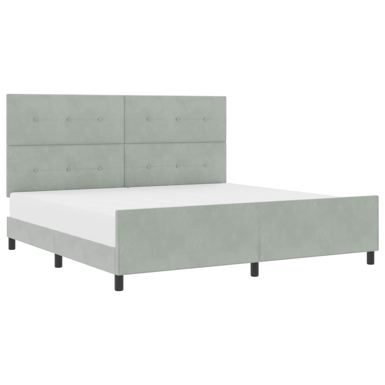 Lit à ressorts avec tête de lit Gris clair 200 x 200 cm Velours - XIOS