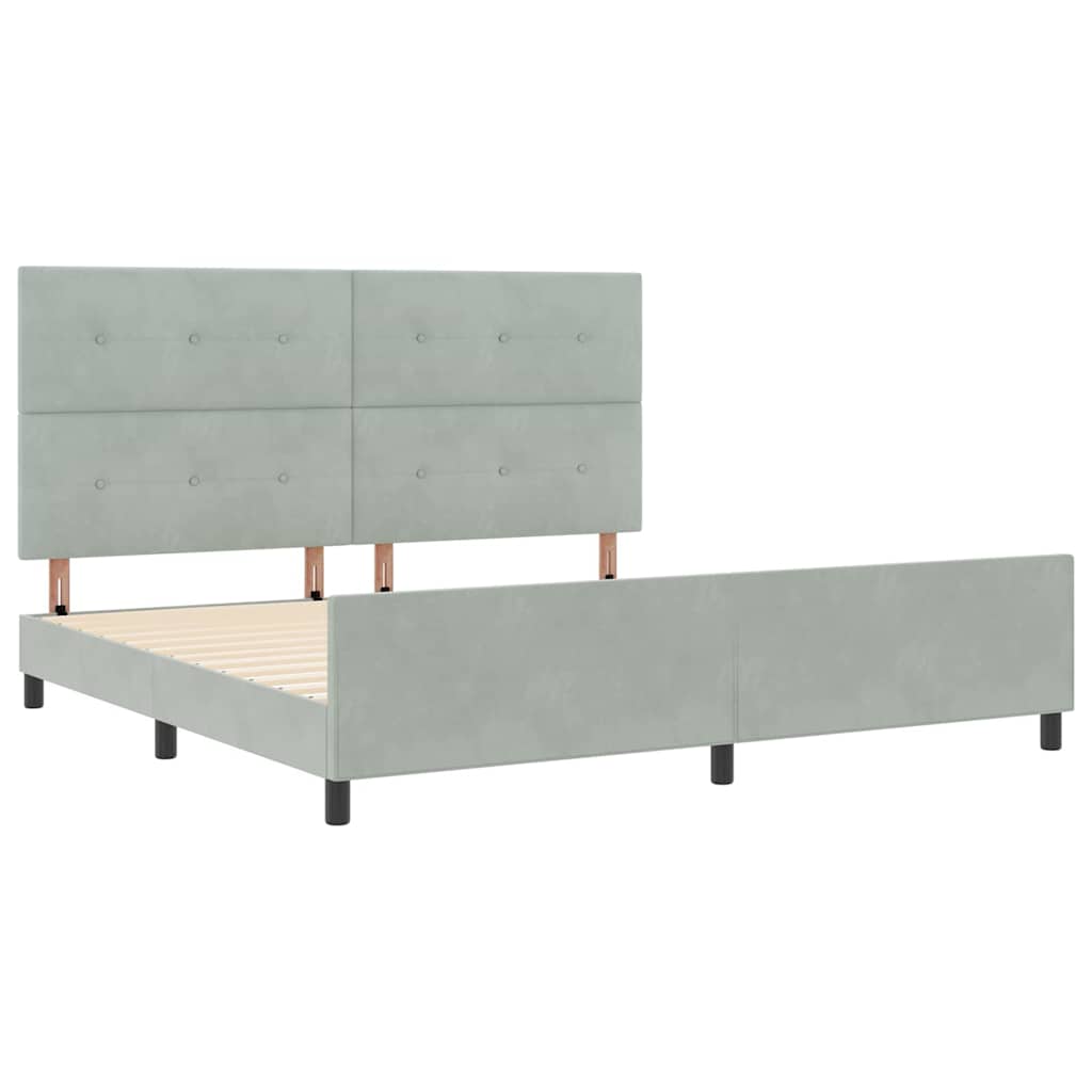 Lit à ressorts avec tête de lit Gris clair 200 x 200 cm Velours - XIOS
