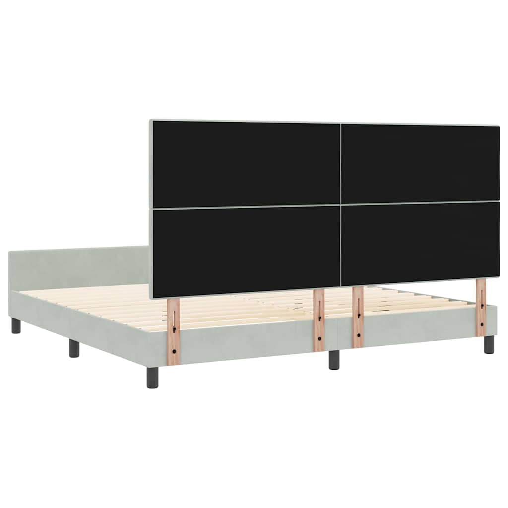 Lit à ressorts avec tête de lit Gris clair 200 x 200 cm Velours - XIOS
