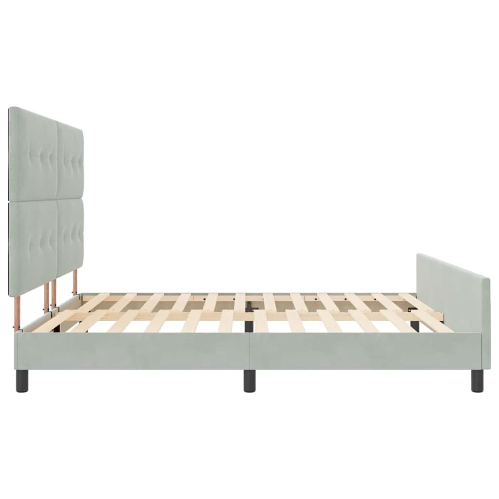 Lit à ressorts avec tête de lit Gris clair 200 x 200 cm Velours - XIOS