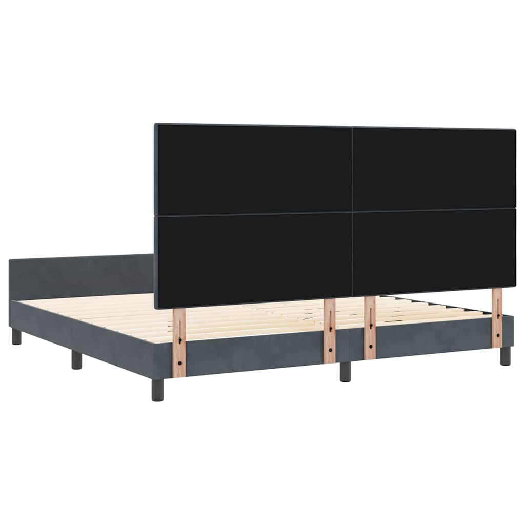 Lit à ressorts avec tête de lit Gris foncé 200 x 200 cm Velours - XIOS