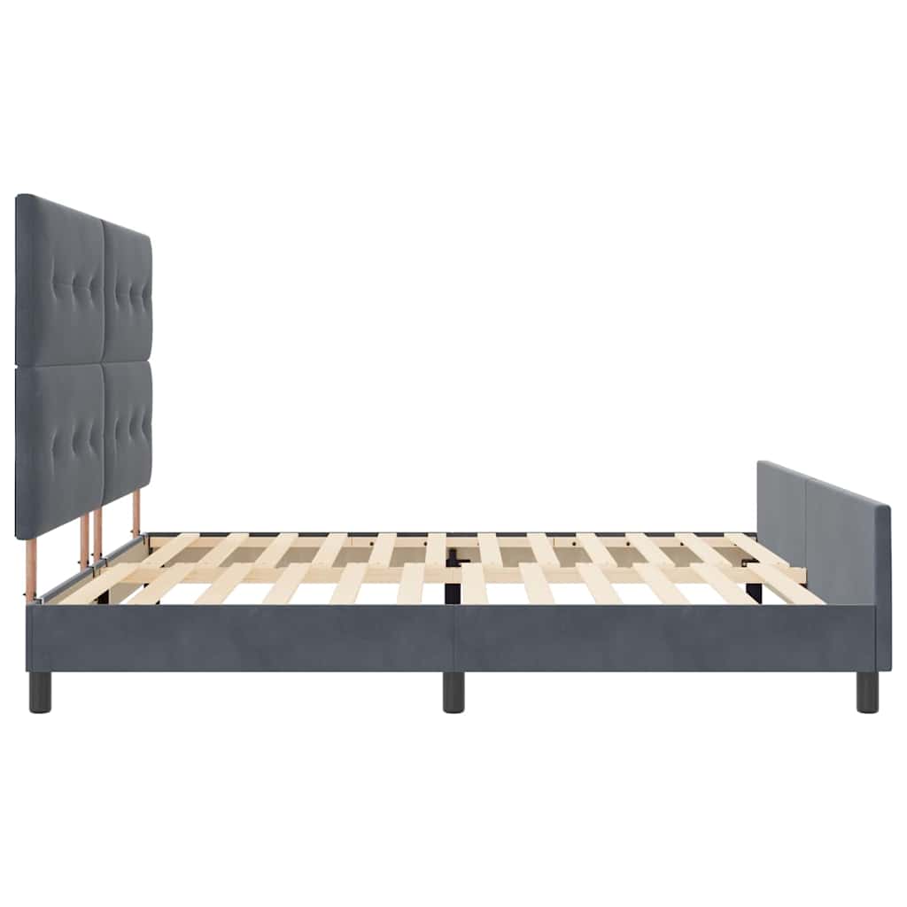 Lit à ressorts avec tête de lit Gris foncé 200 x 200 cm Velours - XIOS