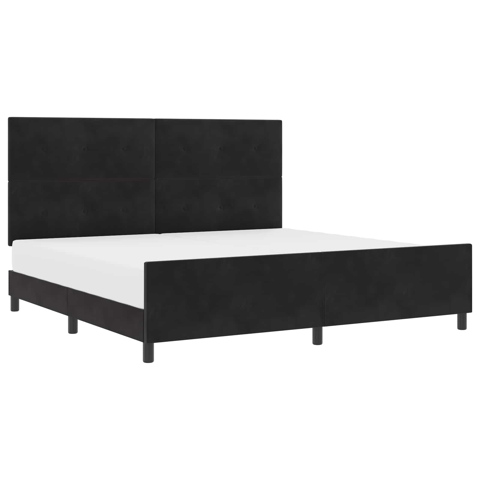 Lit à ressorts avec tête de lit Noir 200 x 200 cm Velours - XIOS