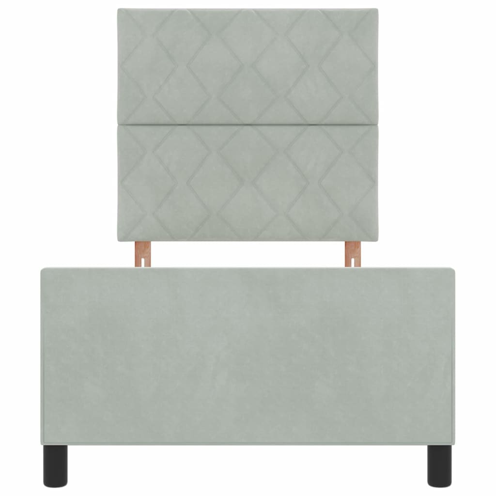 Lit à ressorts avec tête de lit Gris clair 90 x 190 cm Velours