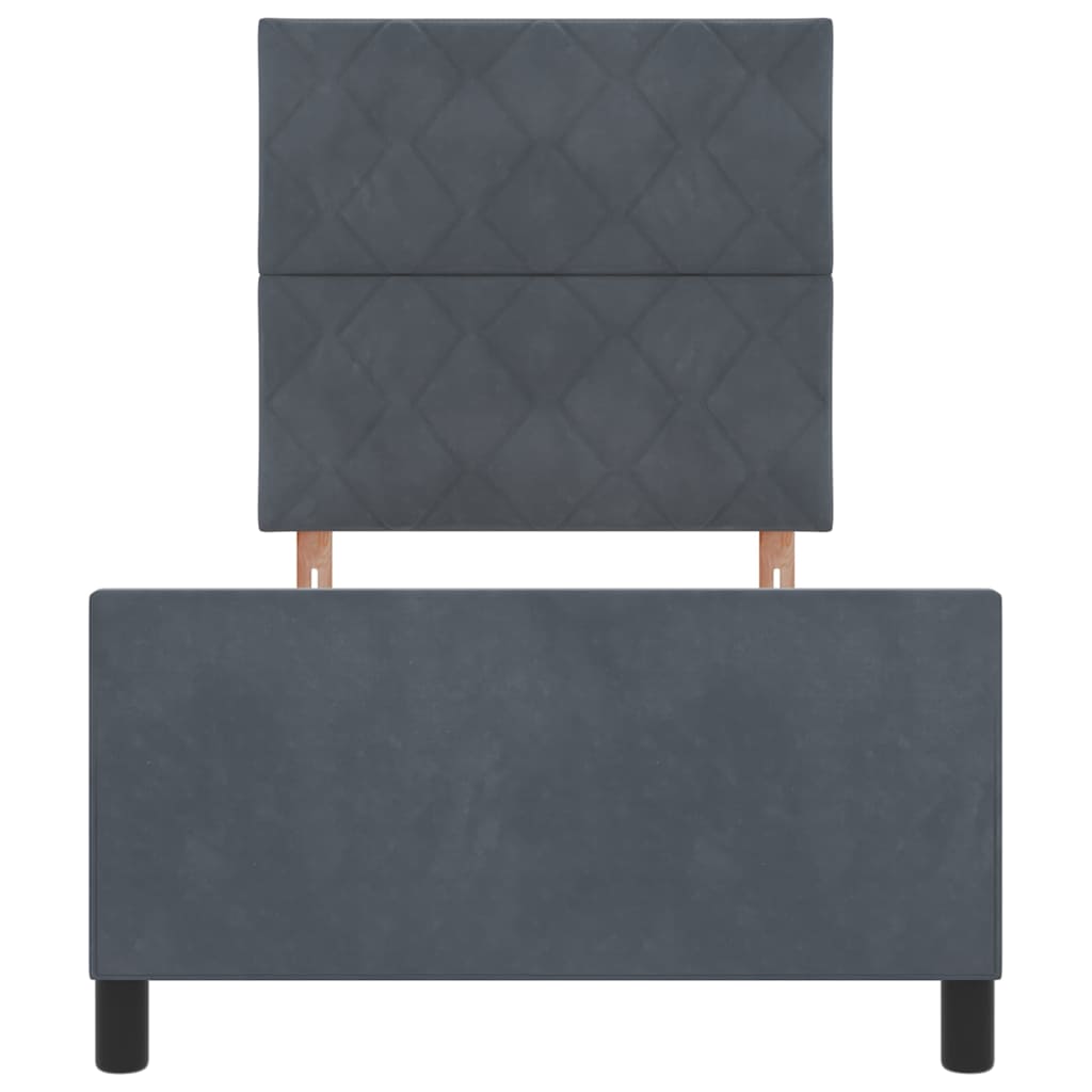 Lit à ressorts avec tête de lit Gris foncé 90 x 190 cm Velours - XIOS