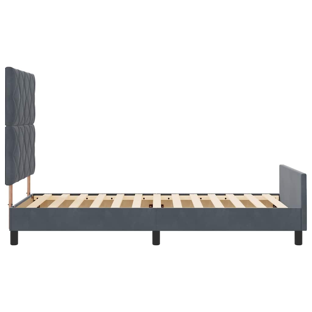 Lit à ressorts avec tête de lit Gris foncé 90 x 190 cm Velours - XIOS