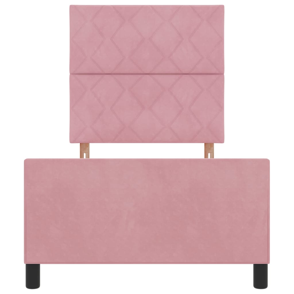 Lit à ressorts avec tête de lit Rose 90 x 190 cm Velours - XIOS