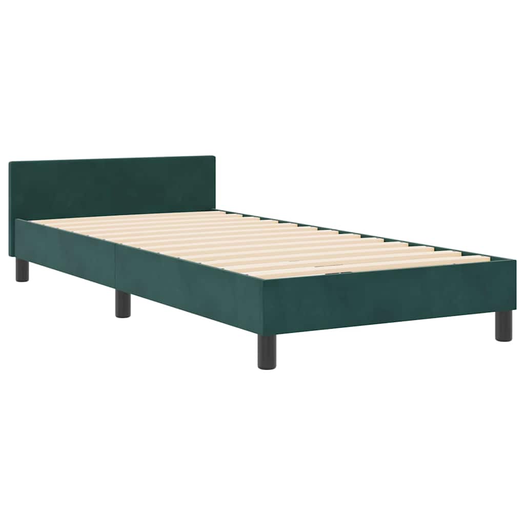 Cadre de lit avec tête de lit Vert foncé 90 x 200 cm Velours - XIOS