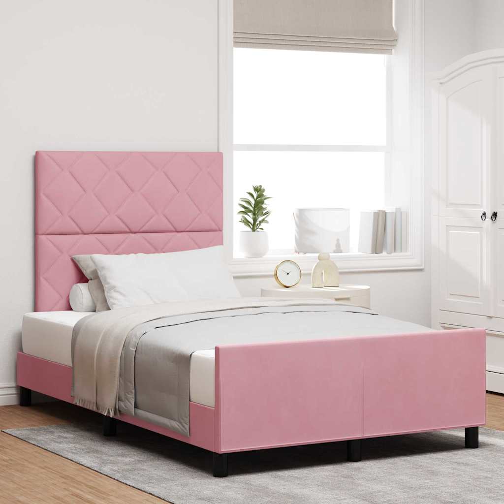 Cadre de lit avec tête de lit Rose 120 x 190 cm Velours - XIOS
