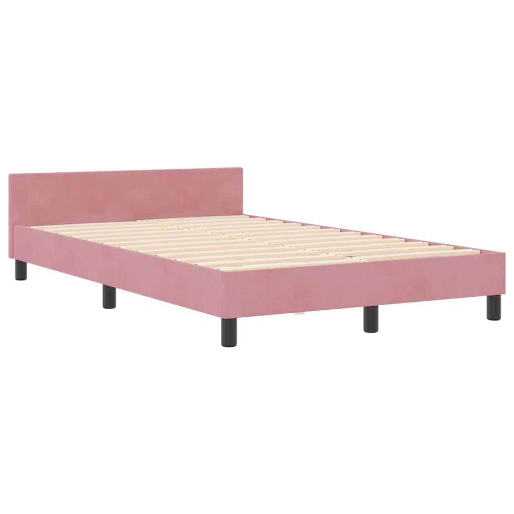 Cadre de lit avec tête de lit Rose 120 x 190 cm Velours - XIOS