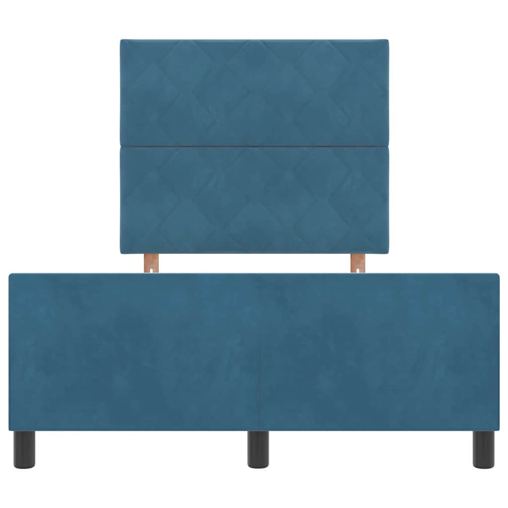 Lit à ressorts avec tête de lit Bleu foncé 120 x 200 cm Velours