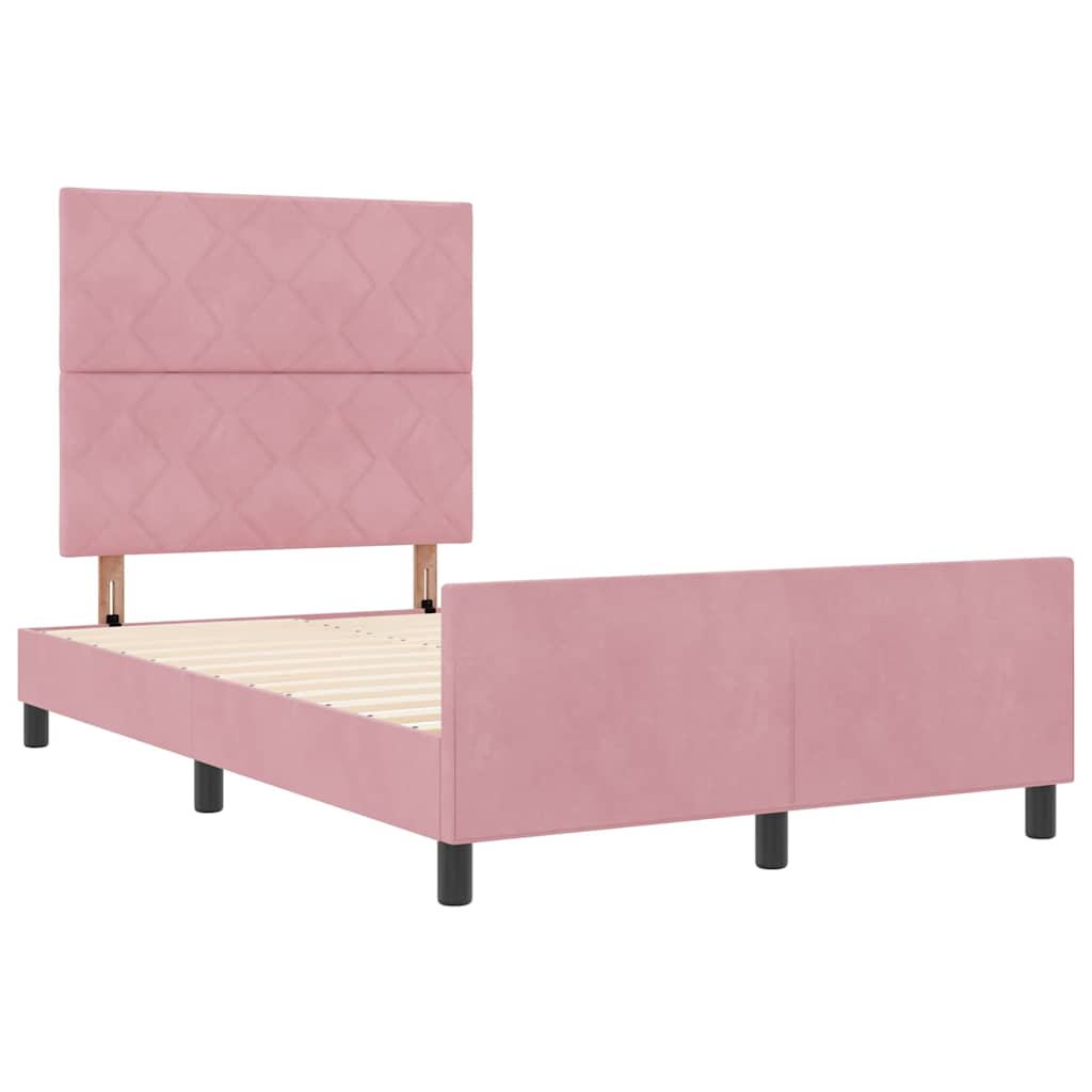 Lit à ressorts avec tête de lit Rose 120 x 200 cm Velours