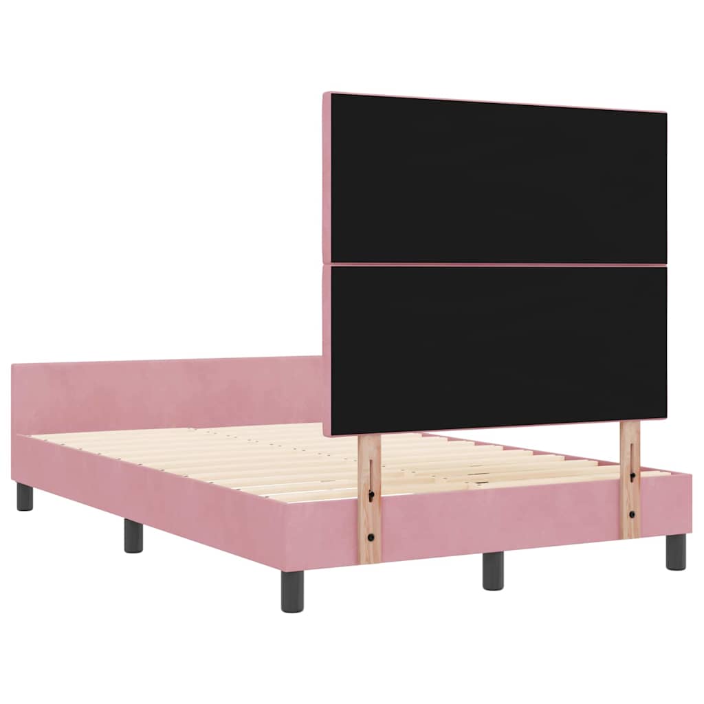 Lit à ressorts avec tête de lit Rose 120 x 200 cm Velours