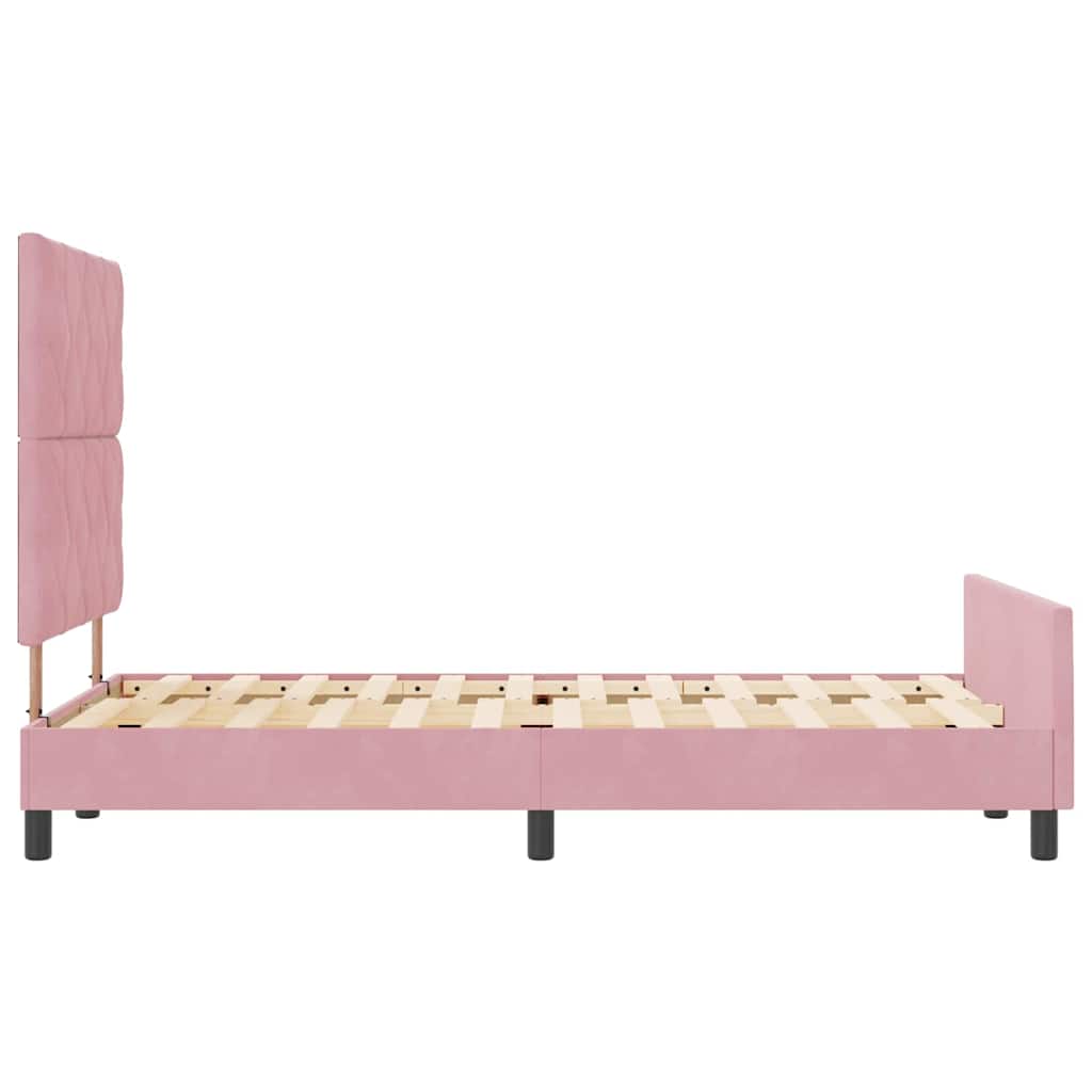 Lit à ressorts avec tête de lit Rose 120 x 200 cm Velours