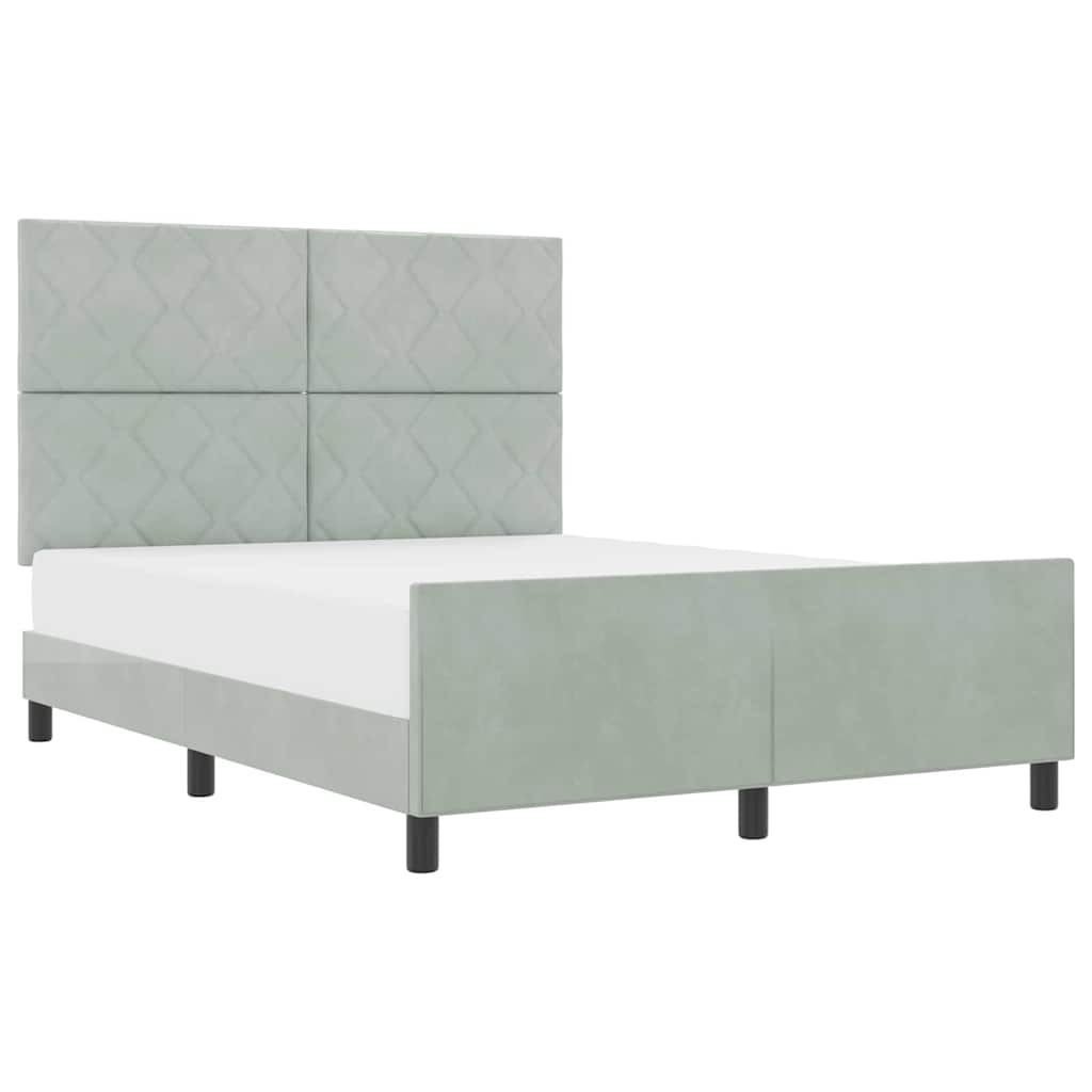 Cadre de lit avec tête de lit Gris clair 140 x 190 cm Velours - XIOS