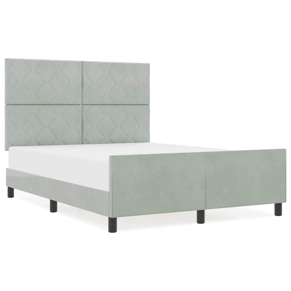 Cadre de lit avec tête de lit Gris clair 140 x 190 cm Velours - XIOS