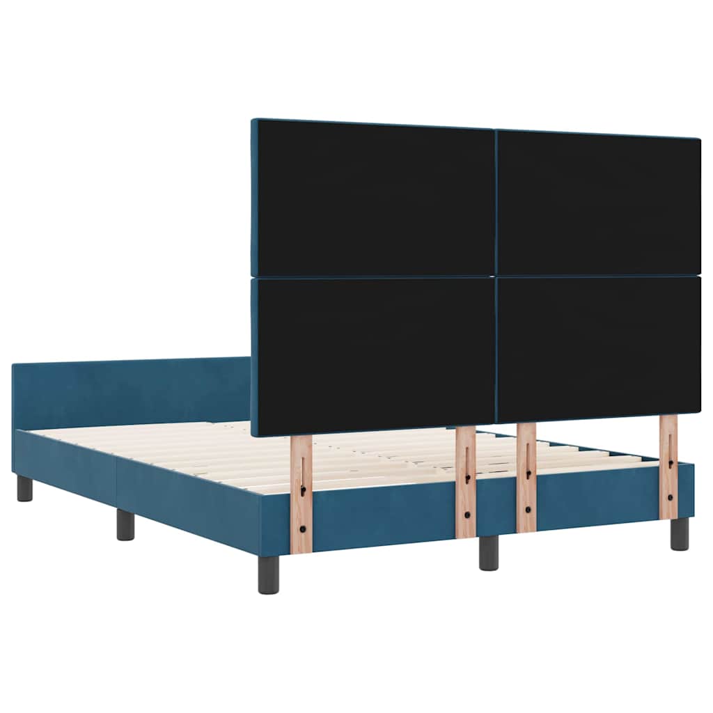 Lit à ressorts avec tête de lit Bleu foncé 140 x 190 cm Velours