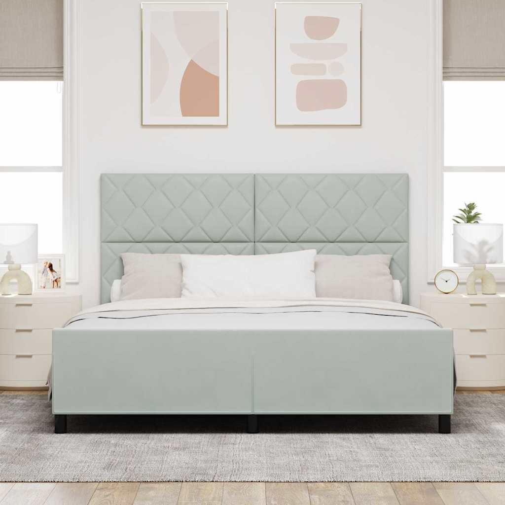 Lit à ressorts avec tête de lit Gris clair 180 x 200 cm Velours