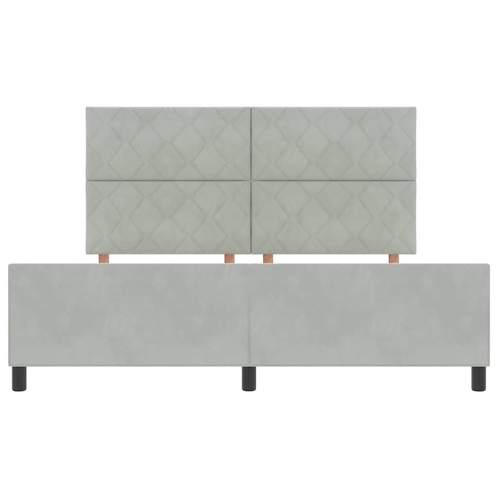 Lit à ressorts avec tête de lit Gris clair 180 x 200 cm Velours