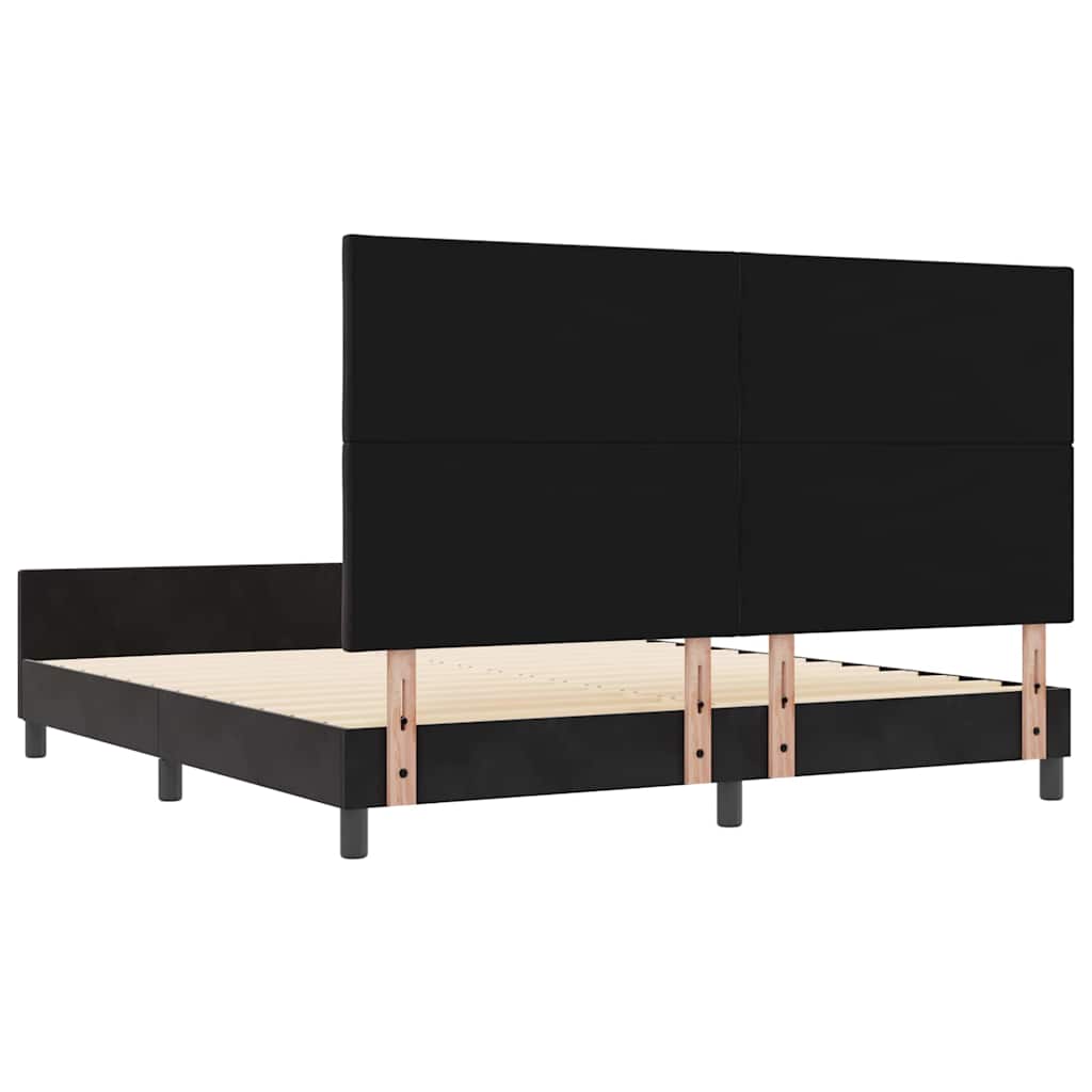 Lit à ressorts avec tête de lit Noir 180 x 200 cm Velours