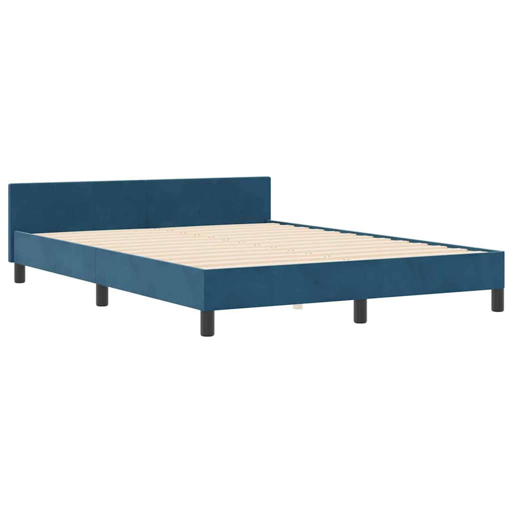 Cadre de lit avec tête de lit Bleu foncé 180 x 200 cm Velours - XIOS
