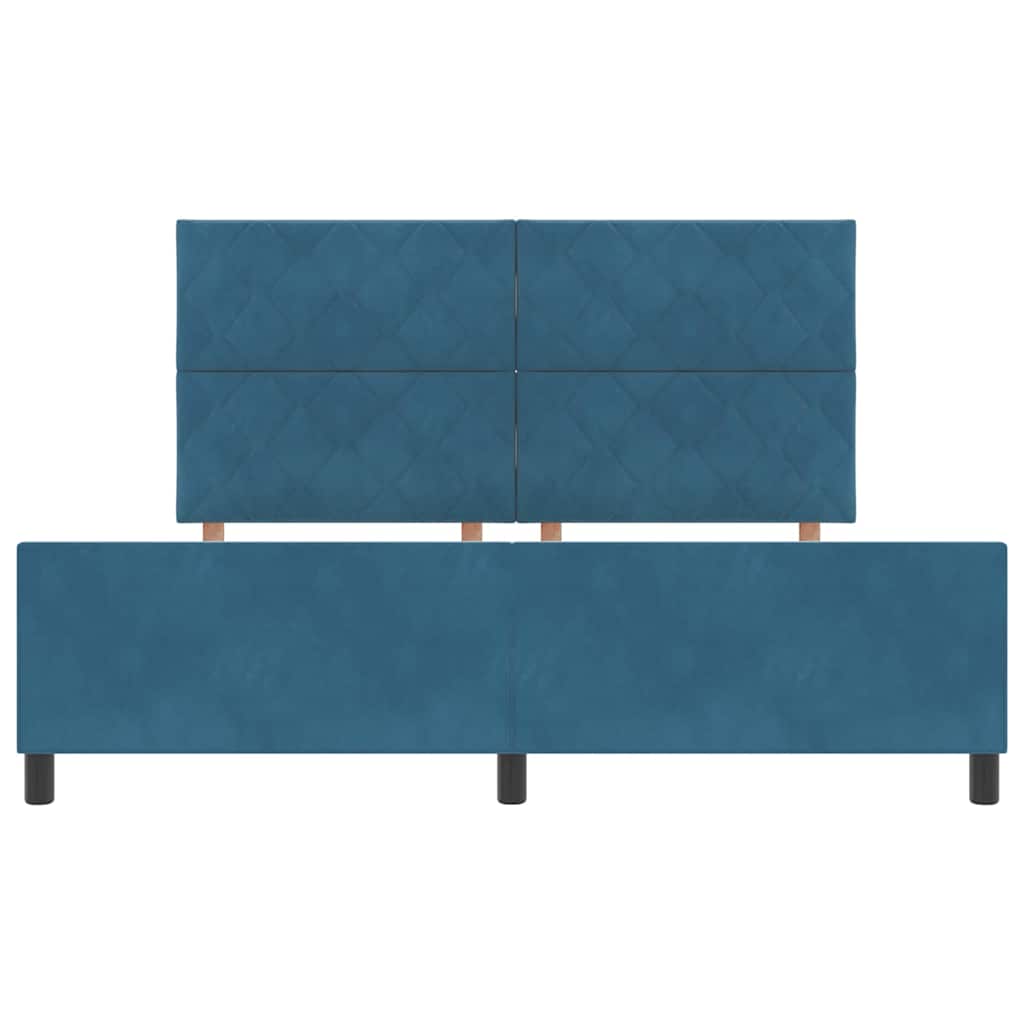 Cadre de lit avec tête de lit Bleu foncé 180 x 200 cm Velours - XIOS