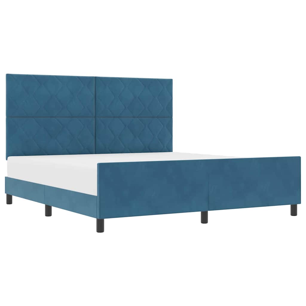 Cadre de lit avec tête de lit Bleu foncé 180 x 200 cm Velours - XIOS