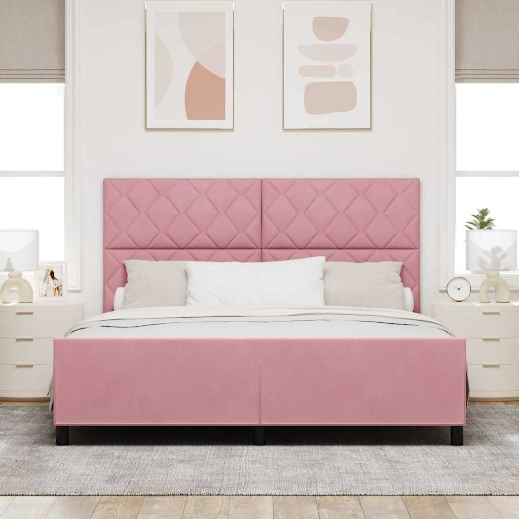 Lit à ressorts avec tête de lit Rose 180 x 200 cm Velours