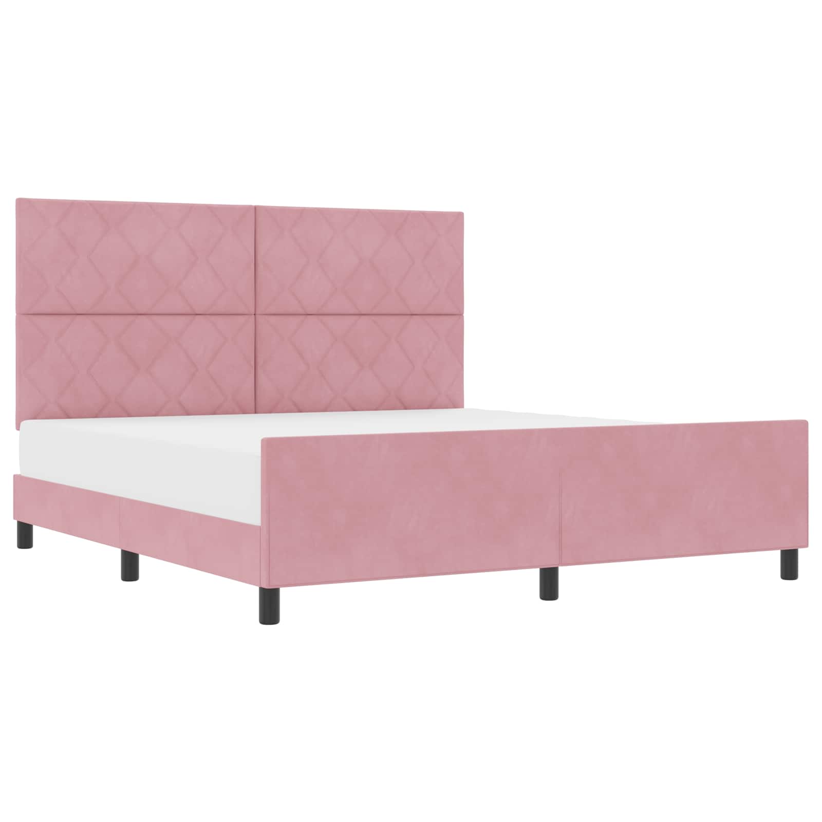 Lit à ressorts avec tête de lit Rose 180 x 200 cm Velours