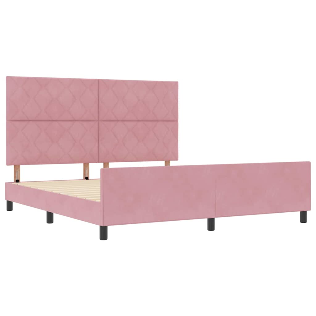 Lit à ressorts avec tête de lit Rose 180 x 200 cm Velours