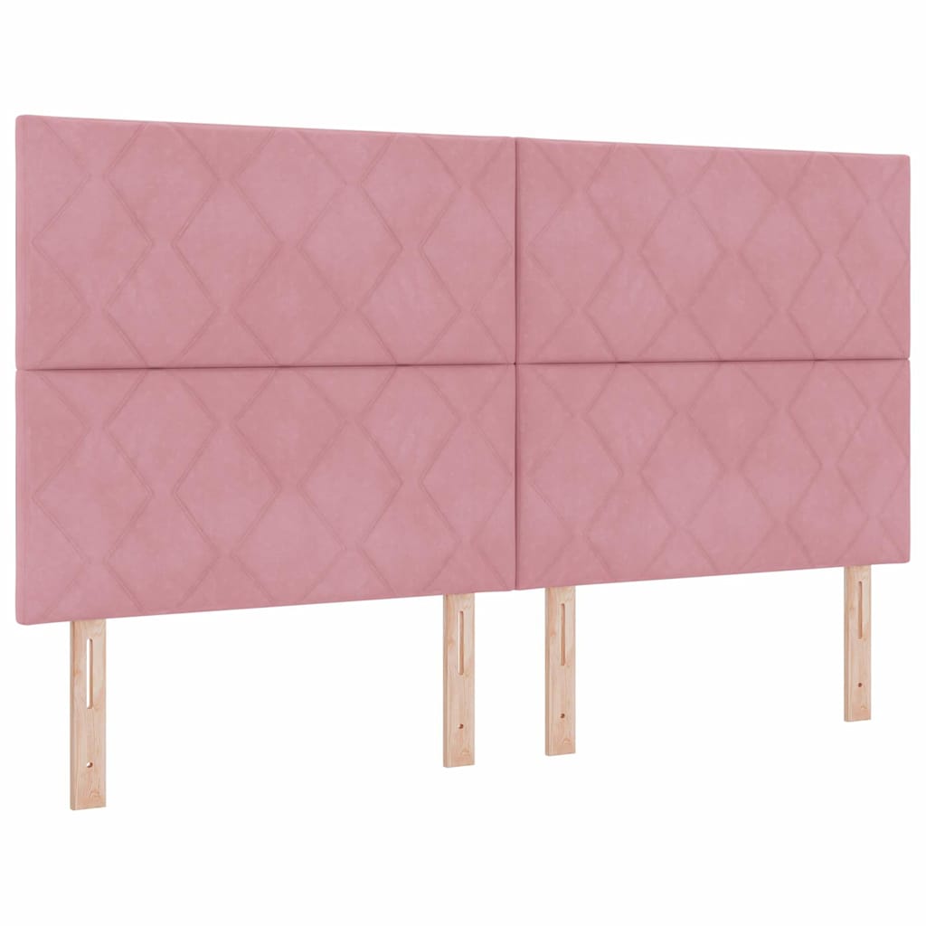 Lit à ressorts avec tête de lit Rose 180 x 200 cm Velours