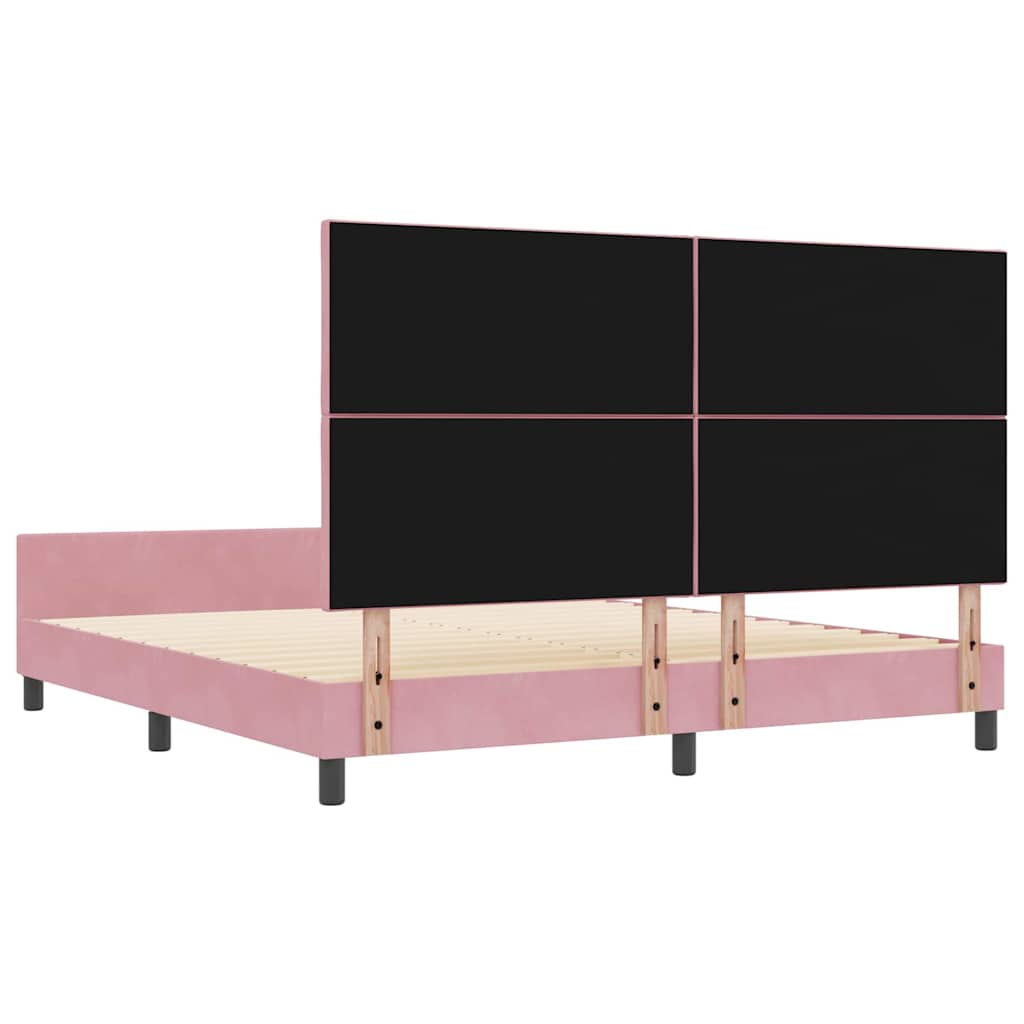 Lit à ressorts avec tête de lit Rose 180 x 200 cm Velours