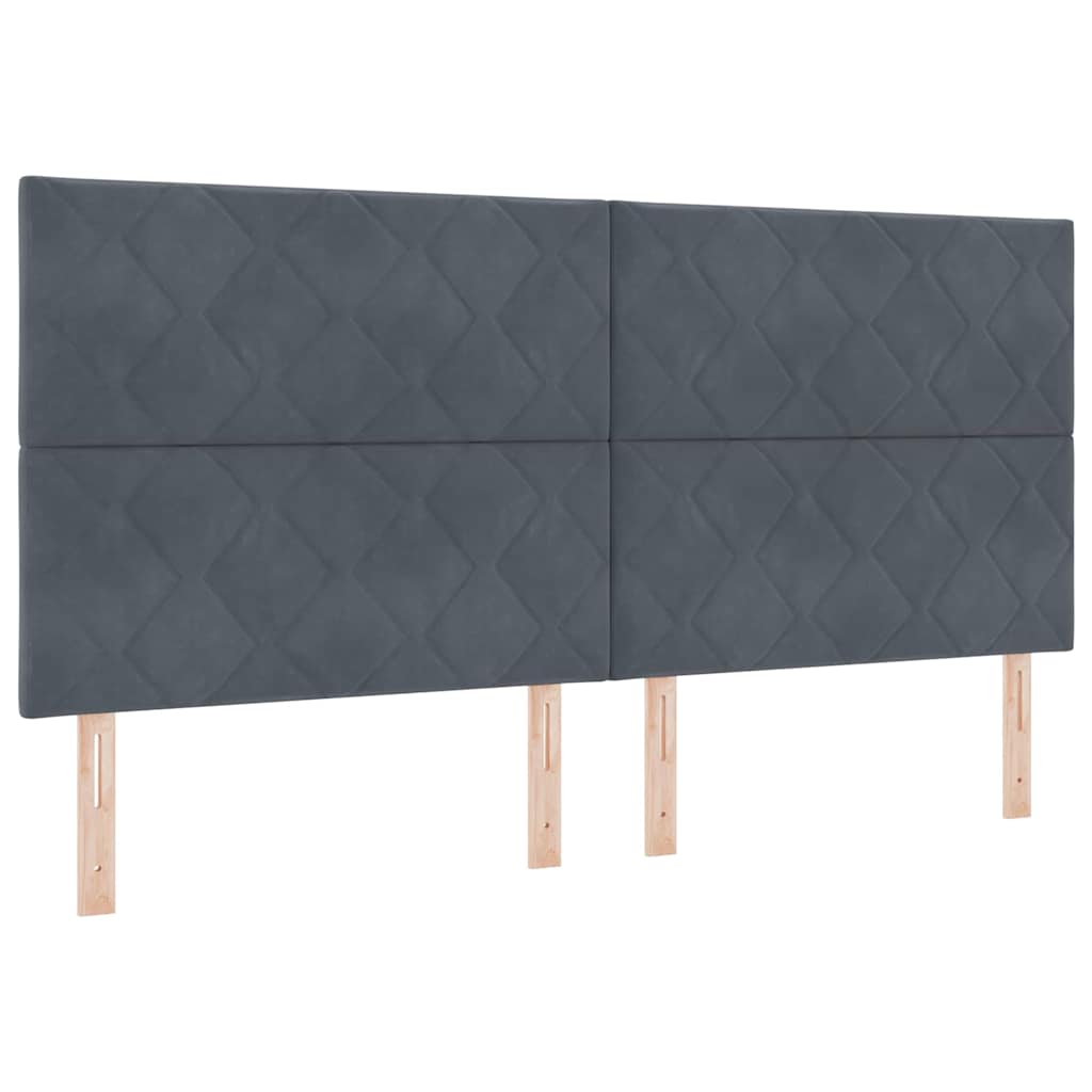 Lit à ressorts avec tête de lit Gris foncé 200 x 200 cm Velours