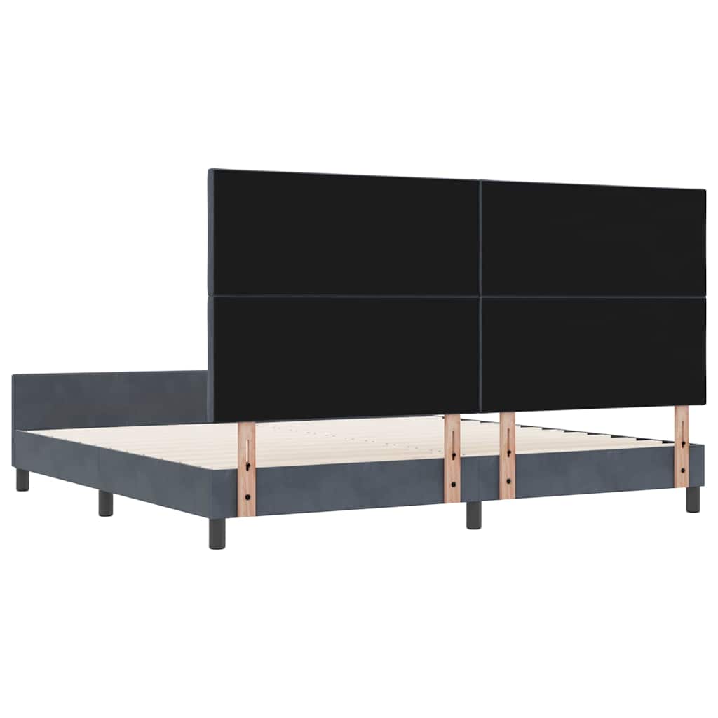 Lit à ressorts avec tête de lit Gris foncé 200 x 200 cm Velours